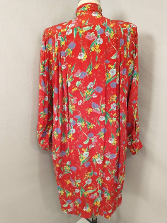 Ungaro Paris Silk Floral Vintage 80's Dress Flowe… - image 5