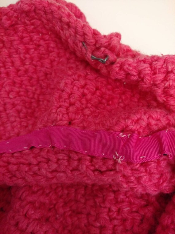 Hand Knit Bright Pink Vintage Floppy Brim Hat OS … - image 8