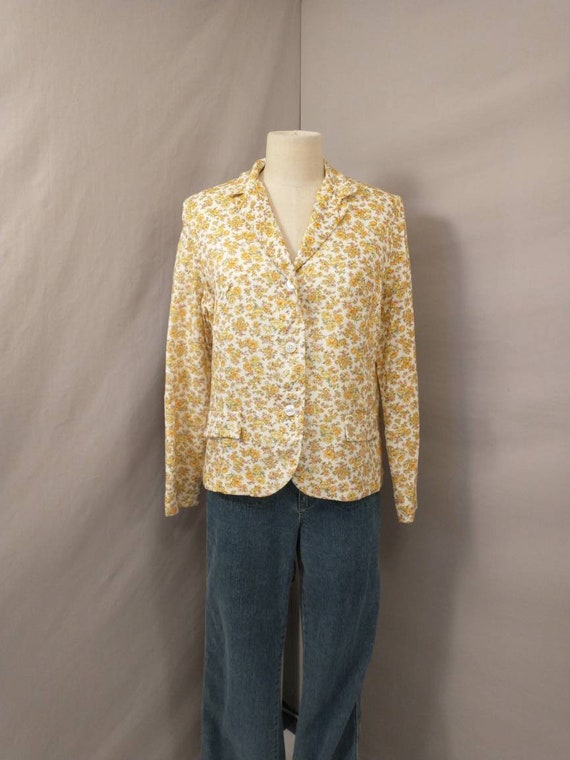 70's Floral Blazer Colorful Spring Flowers Women's