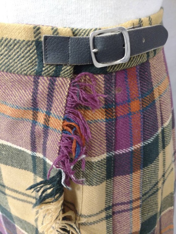 Short Plaid Kilt Wool Pleated Skirt Vintage 80's … - image 4