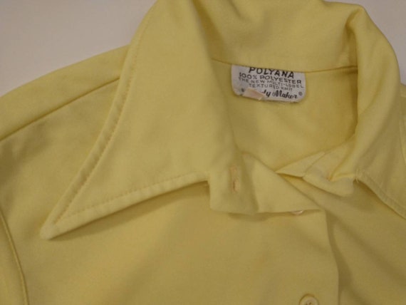 Vintage 70's Bright Yellow Stretch Bodysuit Colla… - image 4