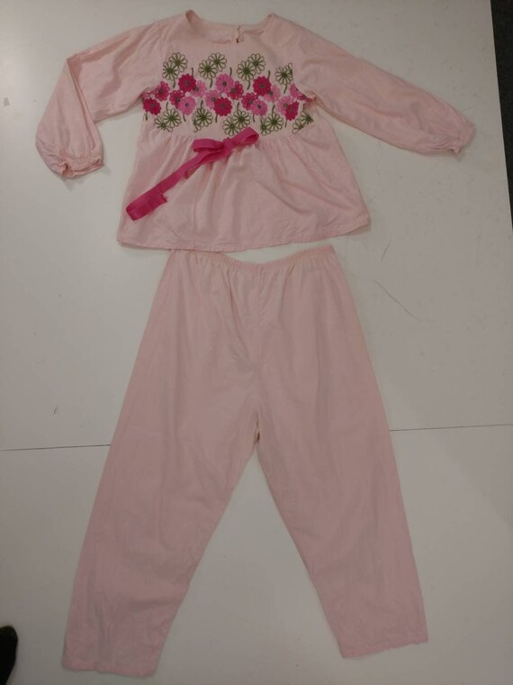 Pink Sixties Pajama's Flower Power Embroidery Vin… - image 6