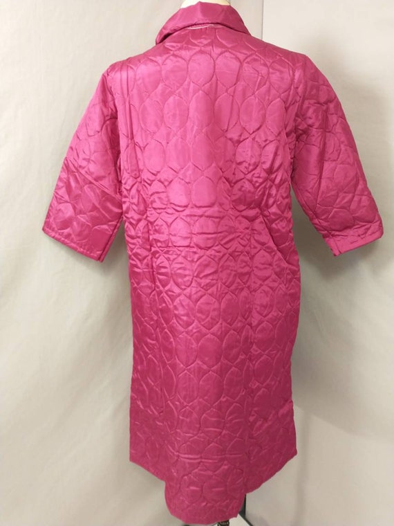 Deadstock Quilted Robe Bright Magenta Yellow Embr… - image 4