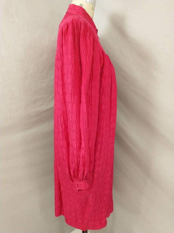 Deadstock 90's Hot Pink Silk Dress Vintage Nineti… - image 4