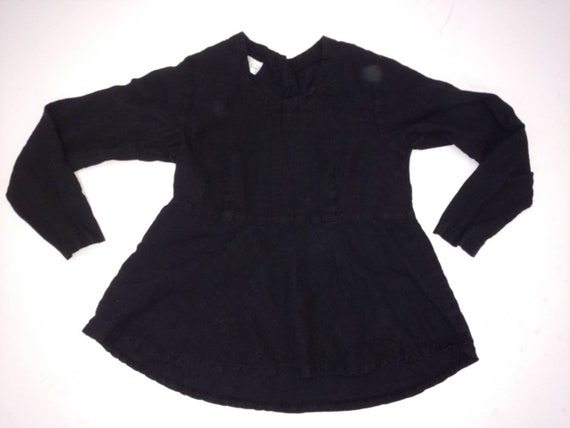 Peplum Black Linen Vintage Blouse 90's Long Sleev… - image 6