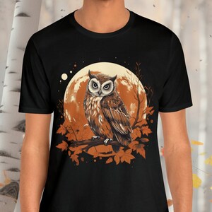 Autumn Owl Tee | Halloween Owl Top | Charming Fall Shirt | Cool Bird Apparel | Fall Owl | Unisex- Men and Woman&#39;s Jersey Short Sleeve Tee