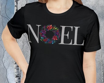 Camiseta de corona de Noel / Camisa de Navidad coronada / Camiseta con emblema de Noel / Top de corona navideña / Unisex- Camiseta de manga corta Jersey para hombre y mujer