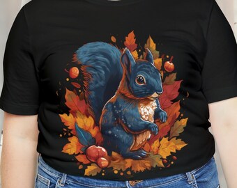 Camisa de ardilla de otoño / Top de ardilla acogedor / Camisa de ardilla de otoño / Top de ardilla de temporada / Unisex- Camiseta de manga corta Jersey para hombre y mujer
