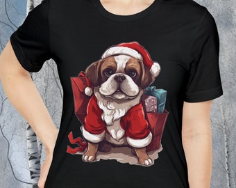 Camisa Santa Paws / Holiday Hound Top / Camisa festiva para perros / Camisa de cachorro de Navidad / Unisex- Camiseta de manga corta Jersey para hombres y mujeres
