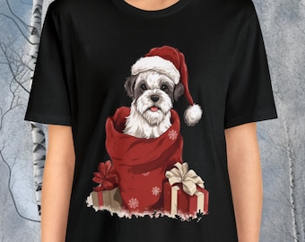 Camiseta de cachorro de media / Camisa de perro festiva / Camiseta de perro de Navidad / Top de sabueso navideño / Patas de Santa / Unisex- Camiseta de manga corta Jersey para hombres y mujeres
