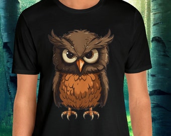 I Don't Give a Hoot Owl Top | Owl Graphic Top | Angry Bird T| Bird Lover Shirt | Sassy Owl Tee | Unisex- Men and Woman's Jersey Short Sleeve