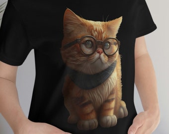 Cat wearing Glasses | Cat Lovers Shirt | Cat Shirt | Super Soft Shirt | Animal Shirt | Unisex - Men and Woman's Jersey Short Sleeve