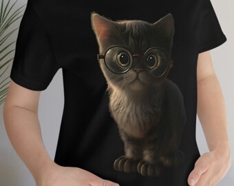 Cat wearing Glasses | Cat Lovers Shirt | Cat Shirt | Super Soft Shirt | Animal Shirt | Unisex - Men and Woman's Jersey Short Sleeve