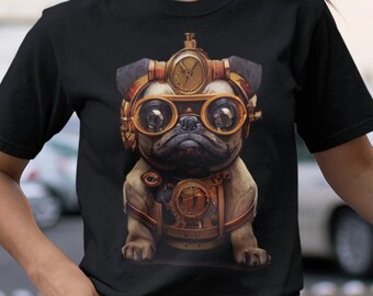 Pug-tastic Steampunk Style with Free Shipping | Steampunk Pug Dog T-Shirt | Steampunk Gift | Dog Lovers Gift | Super Soft Graphic Tee