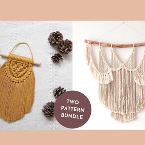 Macrame wall hanging patterns, small and large projects in one bundle - plus free prints