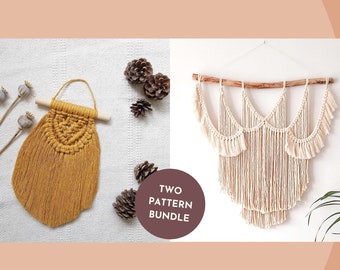 Macrame wall hanging patterns, small and large projects in one bundle - plus free prints
