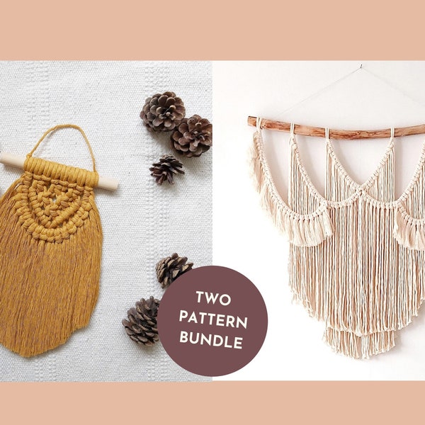 Macrame wall hanging patterns, small and large projects in one bundle - plus free prints