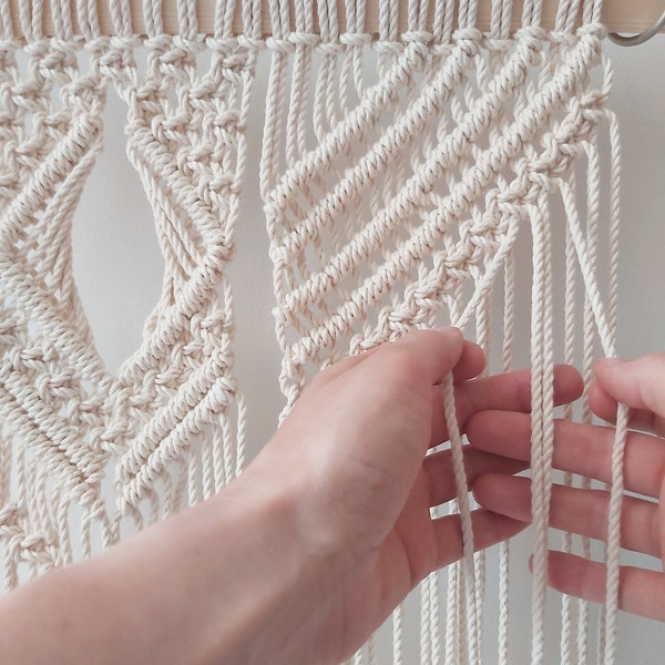 Macrame pattern PDF, step by step macrame tutorial, beginner macramé project for wall hanging