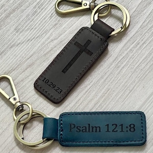 Baptism gift-Religious gift-Church gift-Congregation gift-Parishioners gift-Cross keychain-Leather Keychain-Personalize gift-FathersDay gift