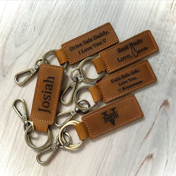 Fathers Day gift for Dad, Keychain for daddy, Father Gift,Leather keychain for car key,Ride safe keychain,Dad gift from kids,custom keychain