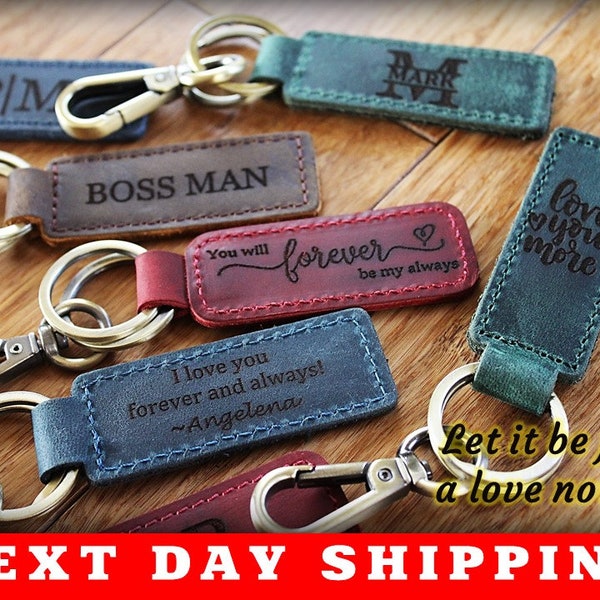 Fathers Day gift, gift for her, Custom Leather Keychain, Monogrammed Leather Keychain, Fathers Gift, Personalized Gift, Keychain Accessory