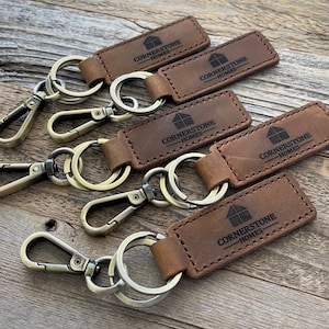 Custom Leather Keychain: Company Logo, Realtor Gift