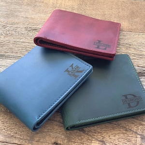 Cartera de cuero para hombre, Cartera de cuero plegable personalizada para hombre, regalos para él, regalo personalizado para el Día del Padre, regalo para él/ella
