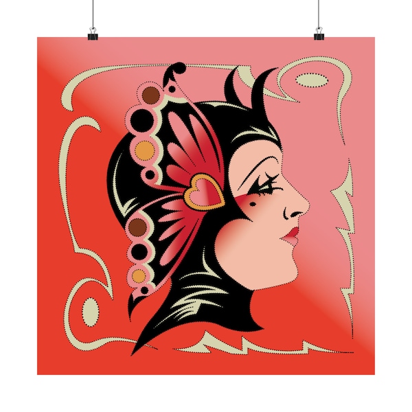 MADAME BUTTERFLY Goth BDSM Vintage Retro Pinup Tattoo Art Gallery Wall Matte Vertical Posters