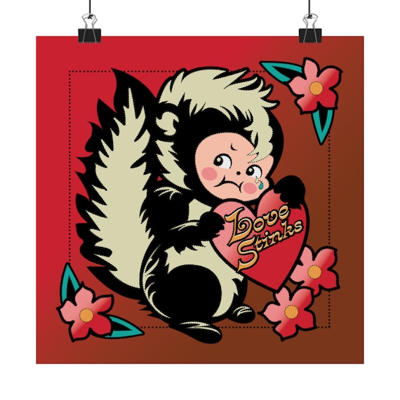 LOVE STINKS Vintage Valentines Day Kewpie Retro Wall Gallery Art