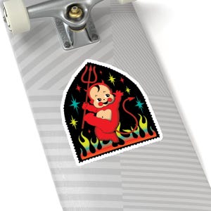 KEWPIE DEVIL retro devil fire flame tattoo skateboard vinyl Kiss-Cut Stickers
