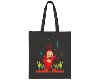 Bolso de mano retro espeluznante de lona de algodón KEWPIE DEVIL