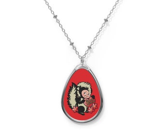 LOVE STINKS retro Kewpie alloy pendant and necklace chain Oval Necklace