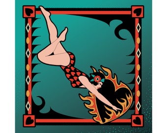 DIVE INTO LOVE Tattoo Original Art Matte Vertical Posters