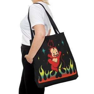 KEWPIE DEVIL Spooky Retro Tattoo Hell Evil Tote Bag (AOP)