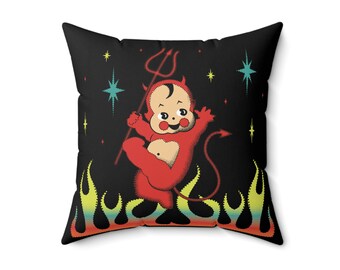 Kewpie Devil Cute Retro Style Gift Spun Polyester Square Pillow