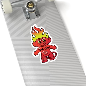 HELL TROLL Tattoo Flaming Devil Red Treasure Troll Doll Kiss-Cut Stickers
