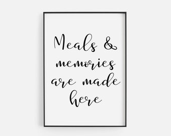 Memories Not Calories Funny Black Typography Kitchen Poster Print Home Wall Art