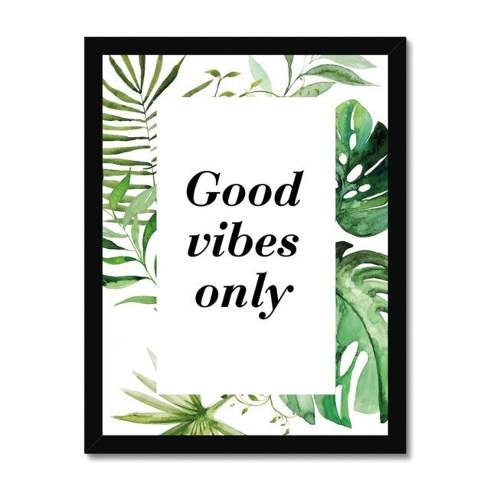 Good Vibes Only Green Plant Leaves Tropical Gallery Wall Art Etsy