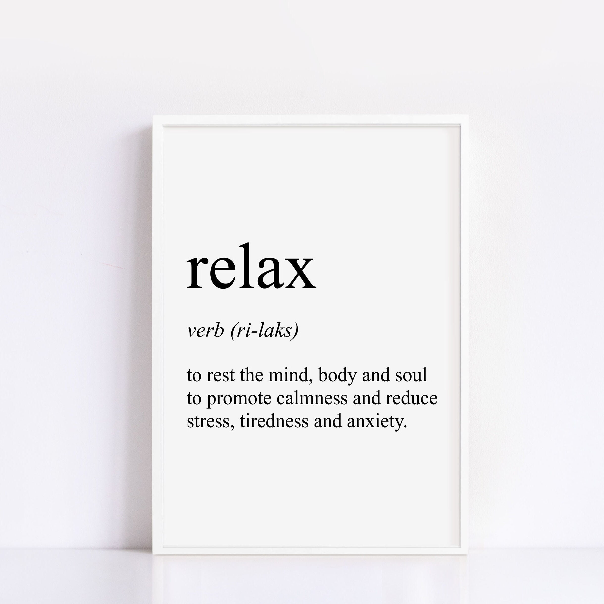 Digital Download Print Relax Definition Print Printable Etsy