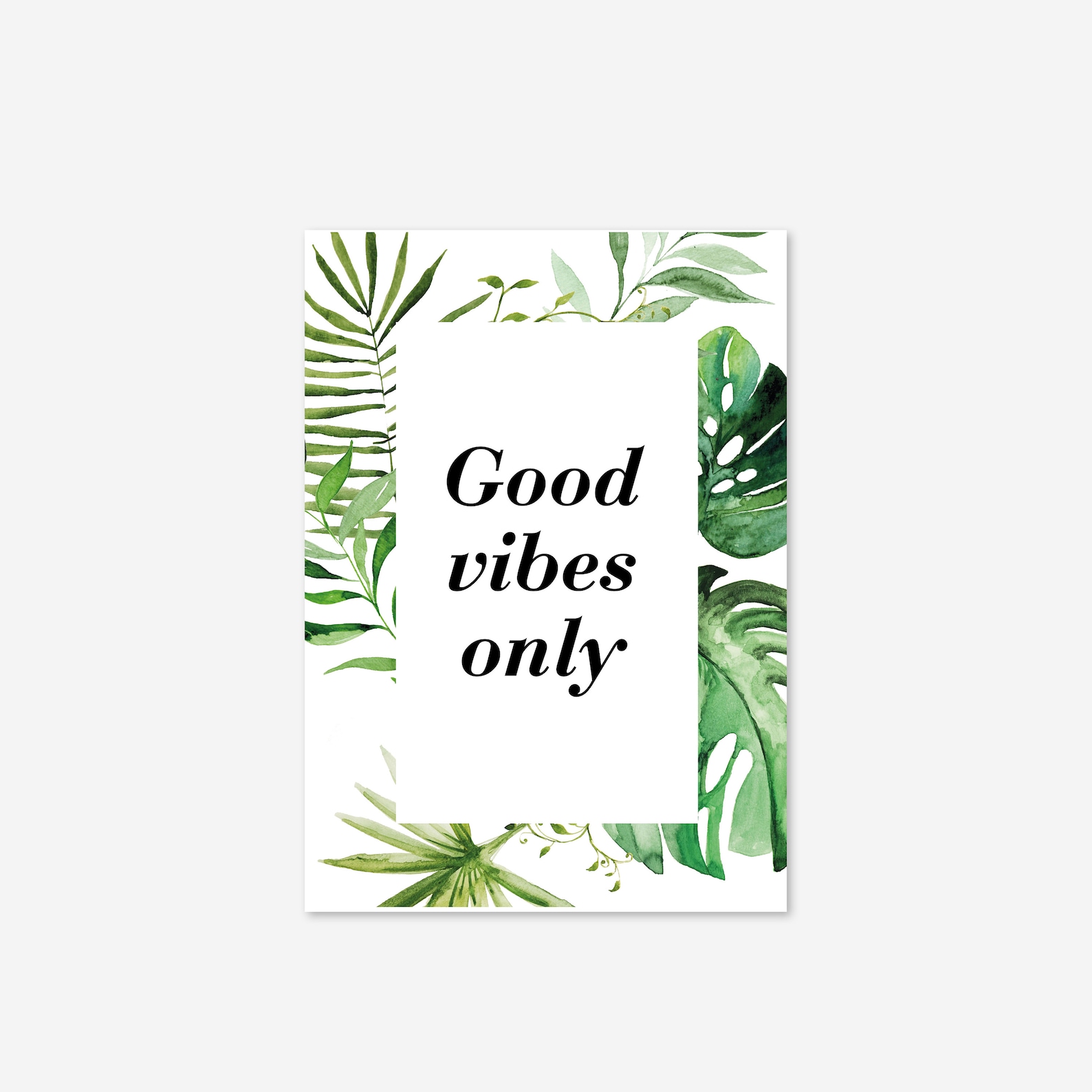 Good Vibes Only Green Plant Leaves Tropical Gallery Wall Art Etsy