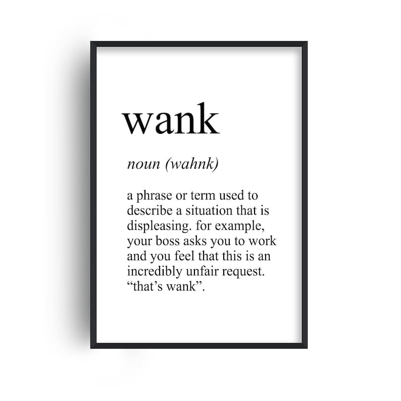 Digital Download Print Wank Definition Print Printable Wall Art Funny Rude Quote Gift Downloadable Home Decor Print At Home DD27 image 2