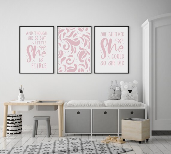 Set of 3 Gallery Wall Art Girls Room Prints Though Little Etsy