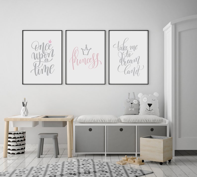 Set Of 3 Gallery Wall Art Poster Prints Princess Once Upon A Etsy