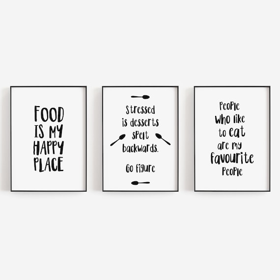 Stressed Is Desserts Funny Black Typography Kitchen Poster Print Home Wall Art