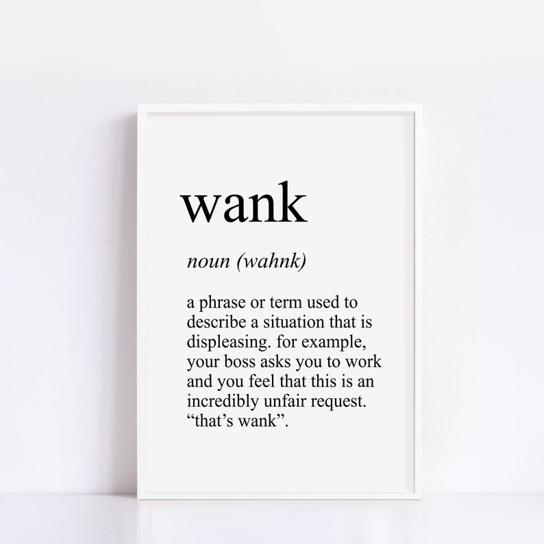 Digital Download Print Wank Definition Print Printable Wall Art Funny Rude Quote Gift Downloadable Home Decor Print At Home DD27 image 1