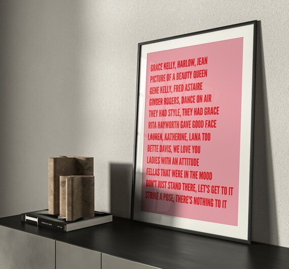 Queen Song Lyrics Poster A4 & US Letter 