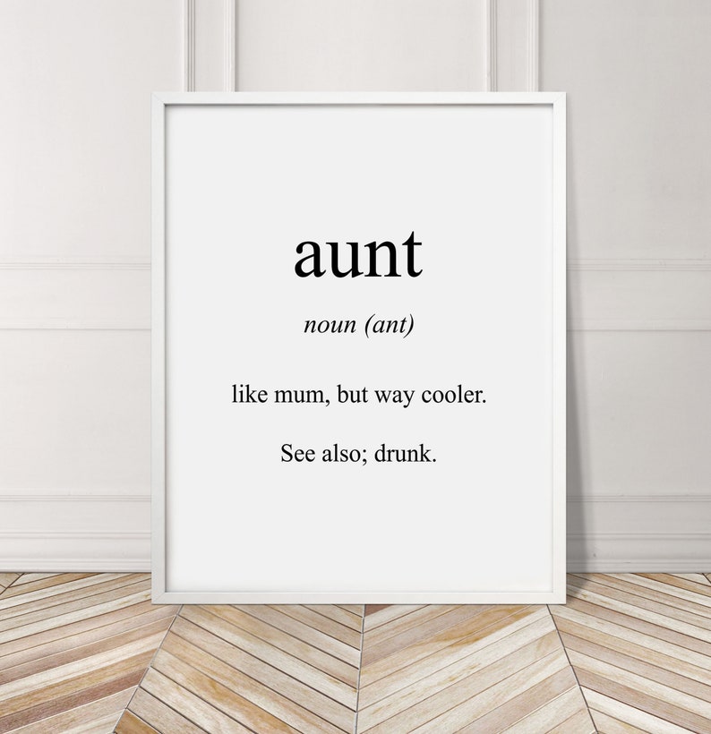 Aunt Family Funny Noun Meaning Gift Quote Fine Art Poster Etsy