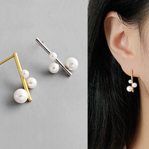 Modern Earrings Thin Line Earrings Geometric Earrings Silver Bar Earrings Staple Stud Earrings Minimalist Earrings Gold Bar Earrings