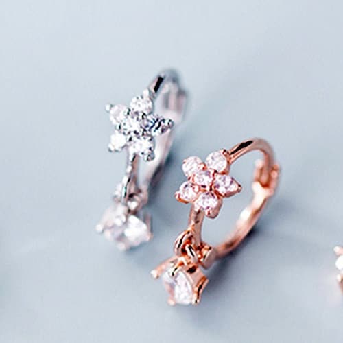 Minimalist Flower Huggie Hoops Small Hoop Earrings Tiny Etsy UK