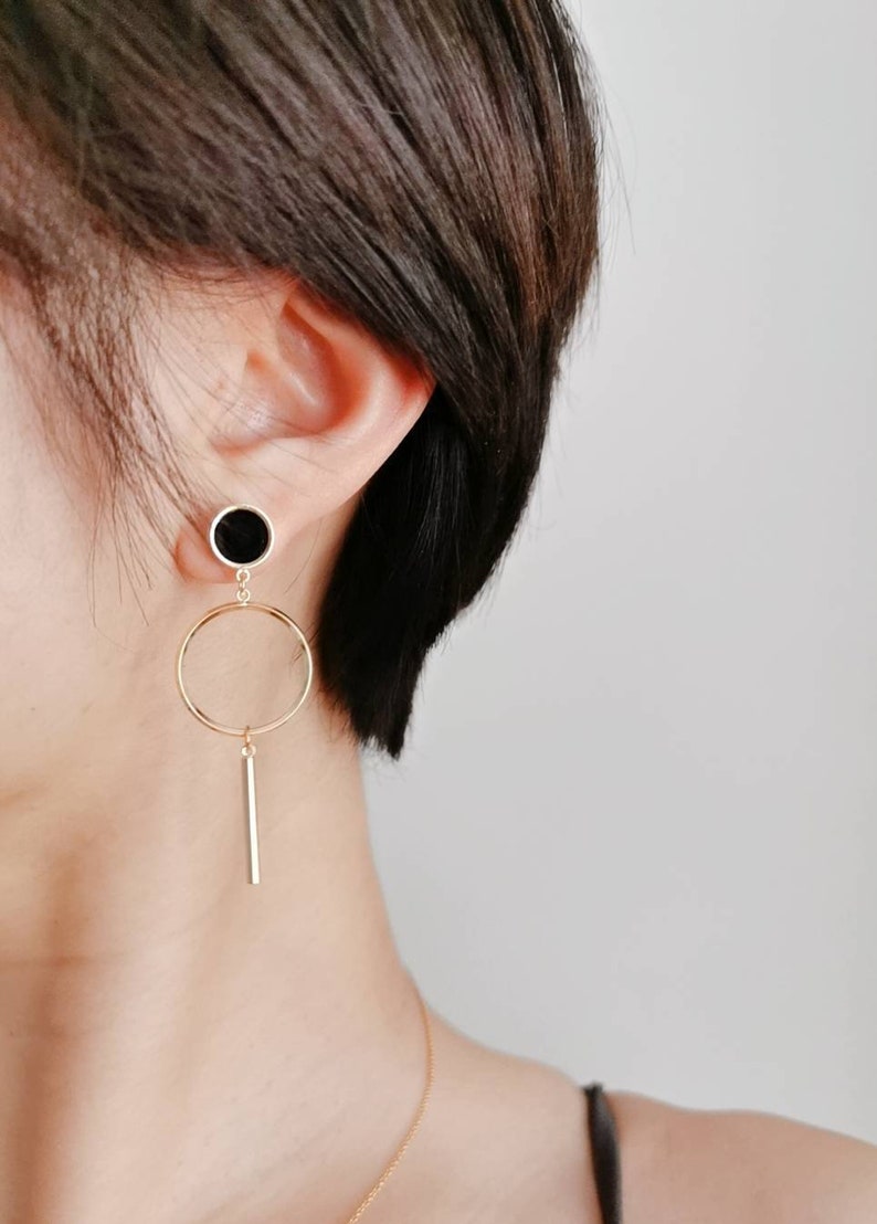 Mismatched Statement Hoop Earrings Asymmetrical Gold Dangle Etsy